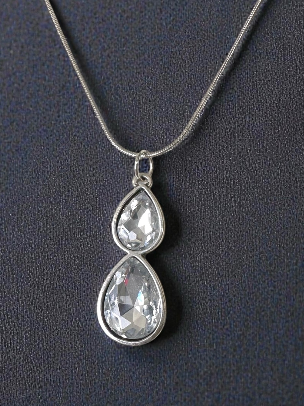 🤍Double Teardrop Crystal Pendant Necklace